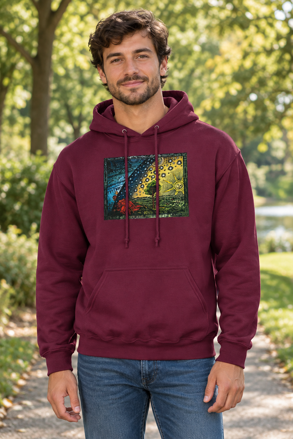 Klassieke UNISEKS pullover hoodie 'Shape Matters' Firmament Vibes | Gildan® 18500