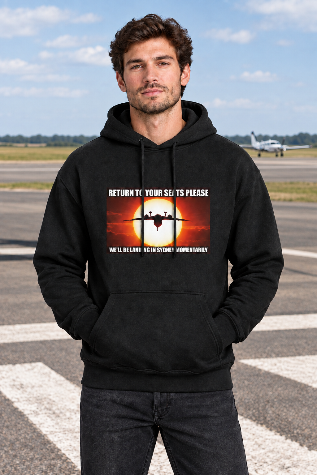 Klassieke pullover hoodie 'Return to your seats' Firmament Vibes| Gildan® 18500 Black