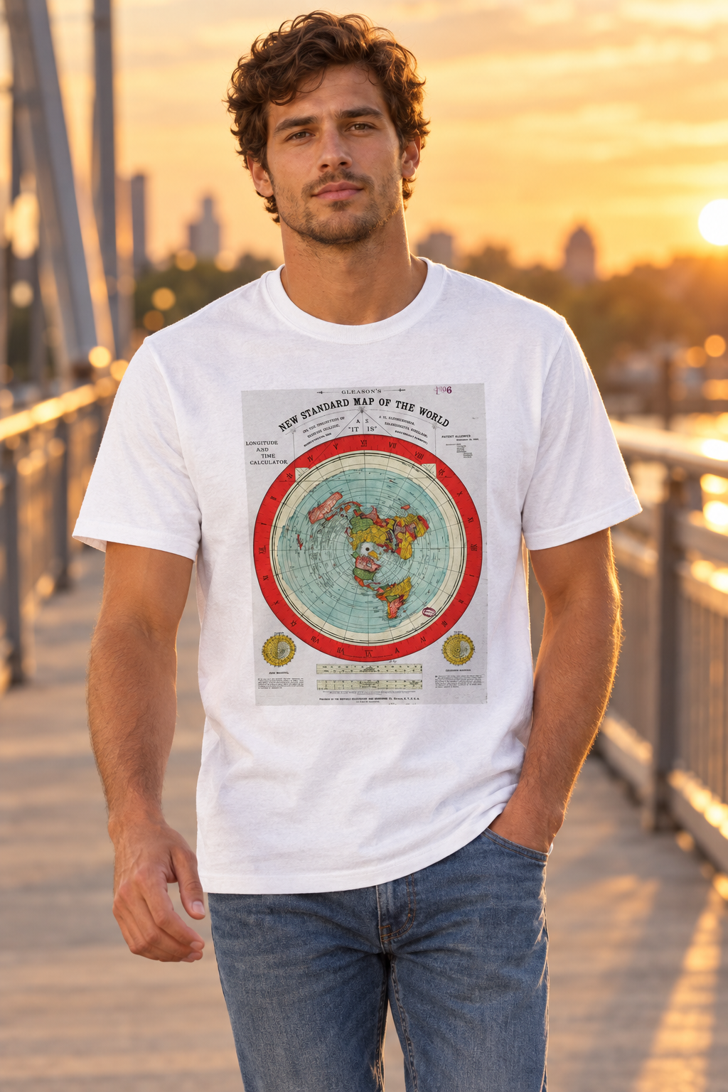 Zwaar uniseks T-shirt met ronde hals 'Gleason's Map' Firmament Vibs | Gildan® 5000 Wit